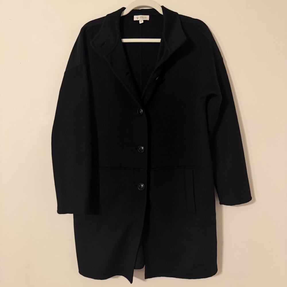 Kinross‎ Cashmere Wool Cashmere Blend Button Front Black Jacket Size Medium